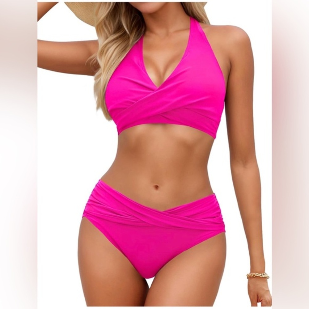SOPLIAGON Women's Bikini Sets Twist Front Two Piece Swimsuit Halter Bathing XL